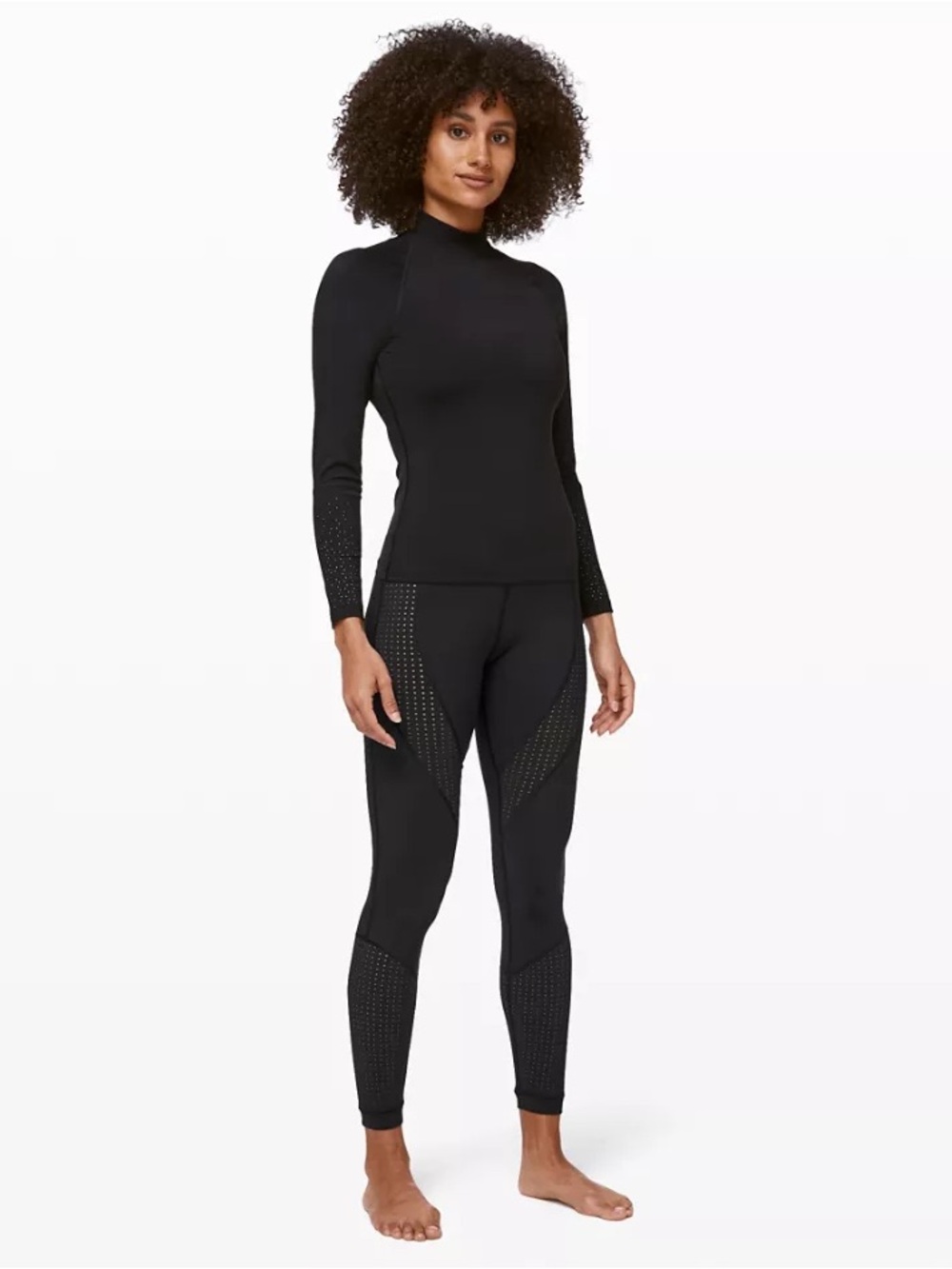 lululemon athletica Black Paddle Times Tights Size 2 Swim Surf perforated RARE